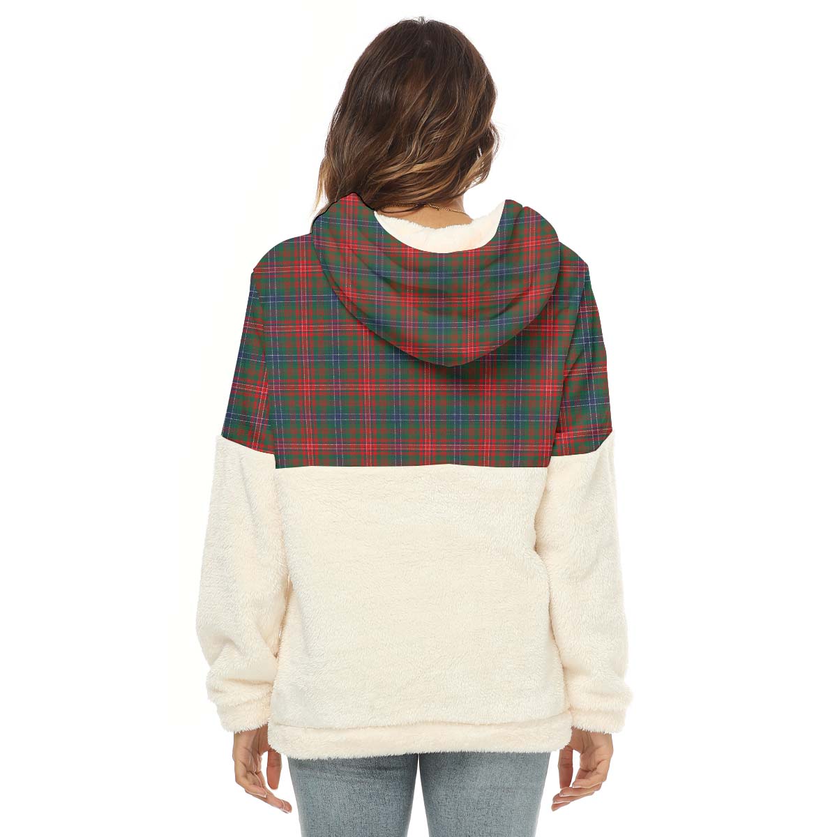 wilson-modern-tartan-womens-borg-fleece-hoodie-with-half-zip-with-family-crest