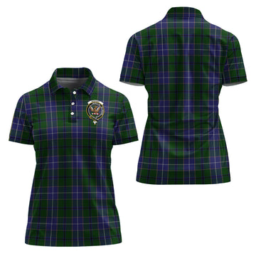Wishart Hunting Tartan Polo Shirt with Family Crest For Women