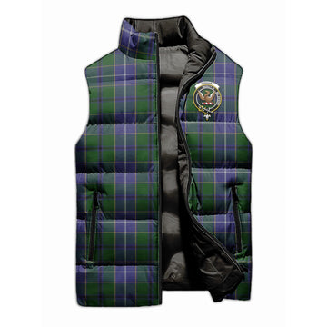 Wishart Hunting Tartan Sleeveless Puffer Jacket with Family Crest
