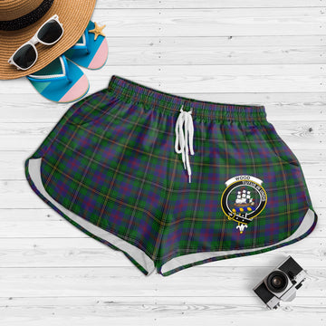 Wood Tartan Womens Shorts with Family Crest