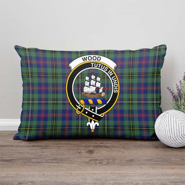 Wood Modern Tartan Pillow Cover with Family Crest