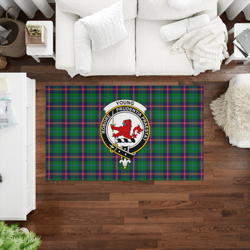 Young Modern Tartan Area Rug with Family Crest