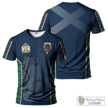 Young Modern Tartan T-Shirt with Family Crest and Lion Rampant Vibes Sport Style