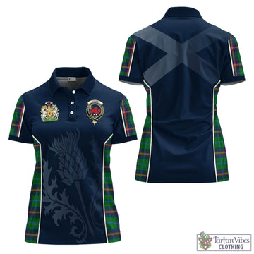 Young Modern Tartan Women's Polo Shirt with Family Crest and Scottish Thistle Vibes Sport Style