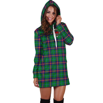 Young Modern Tartan Hoodie Dress with Family Crest