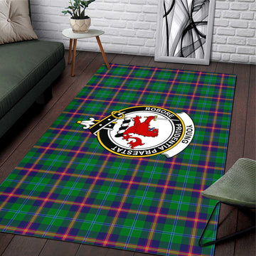 Young Modern Tartan Area Rug with Family Crest