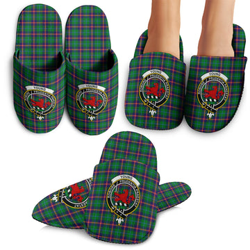 Young Modern Tartan Home Slippers with Family Crest