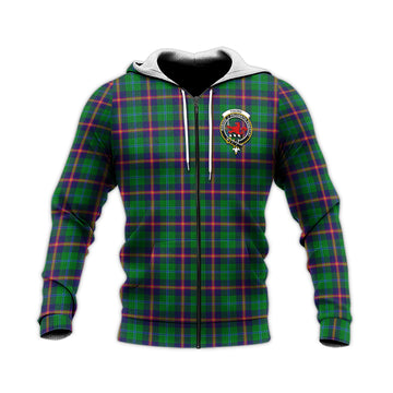 Young Modern Tartan Knitted Hoodie with Family Crest