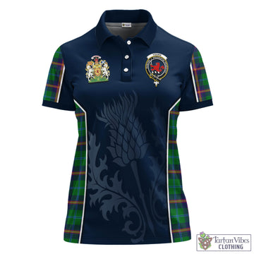 Young Modern Tartan Women's Polo Shirt with Family Crest and Scottish Thistle Vibes Sport Style