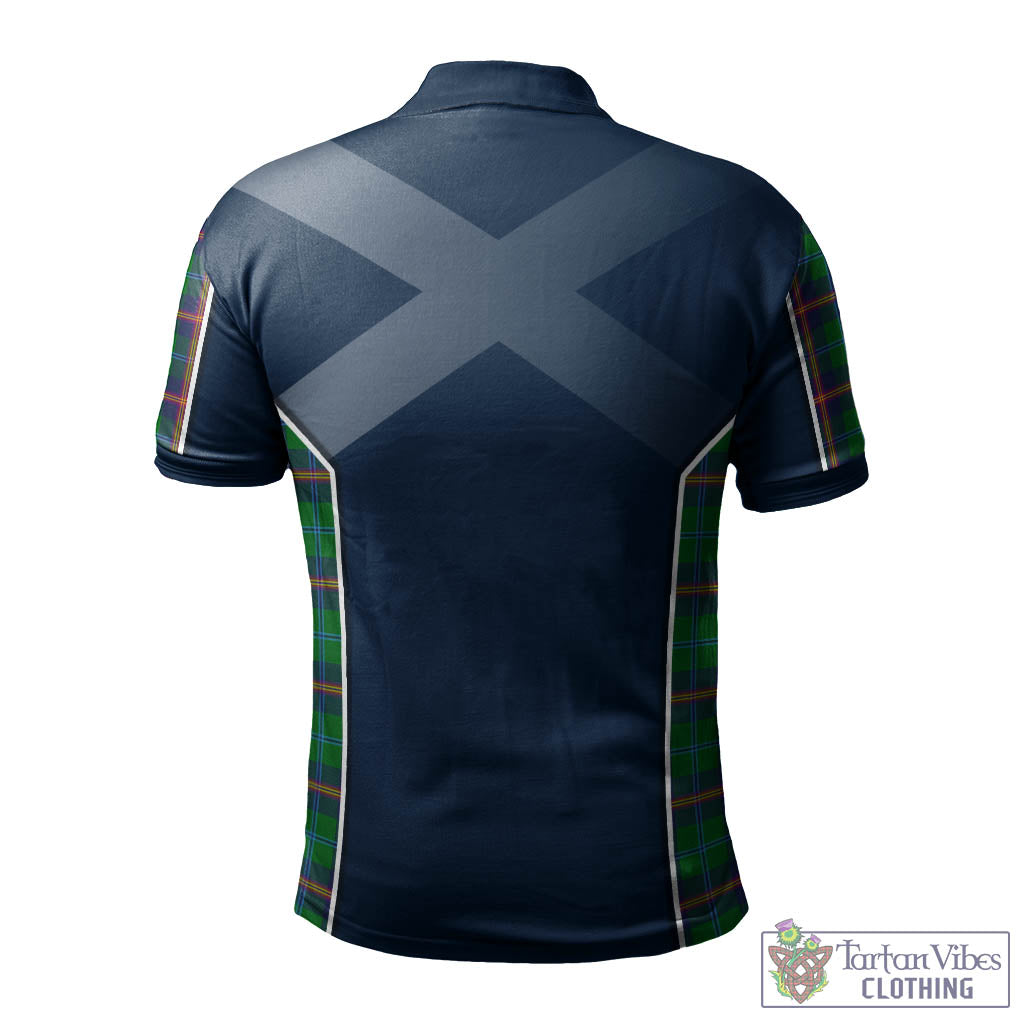 Tartan Vibes Clothing Young Modern Tartan Men's Polo Shirt with Family Crest and Scottish Thistle Vibes Sport Style
