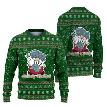Yukon Territory Canada Clan Christmas Family Knitted Sweater with Funny Gnome Playing Bagpipes