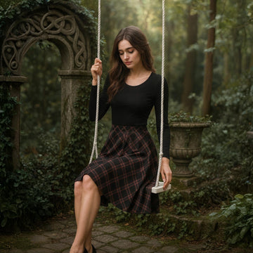 Tartan Melete Pleated Midi Skirt