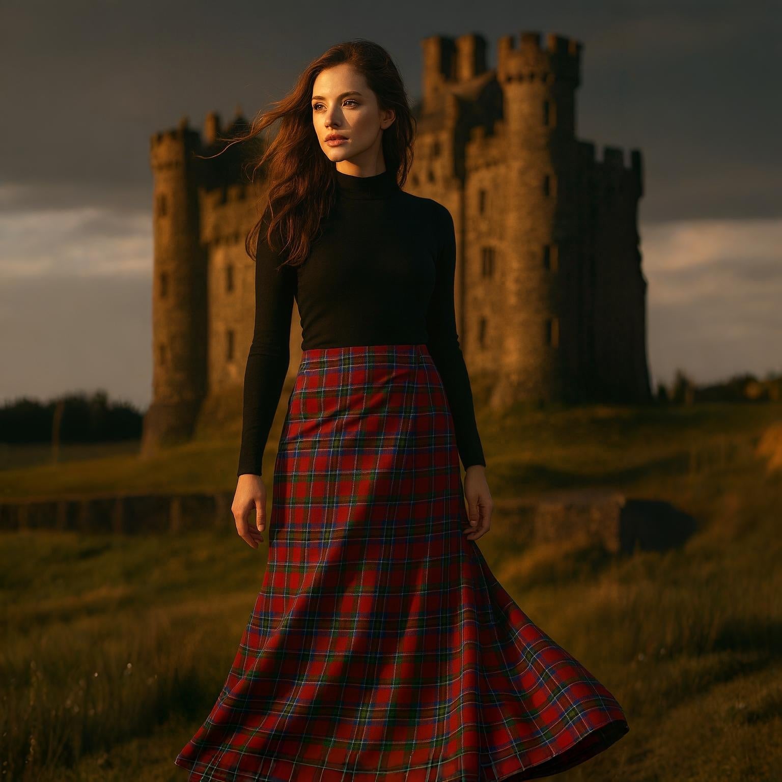 Tartan Womens Full Length Skirt