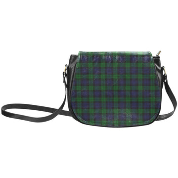 Black Watch Tartan Leather Saddle Bag