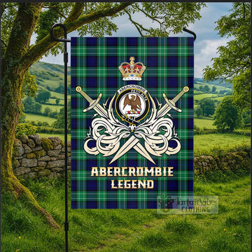 Abercrombie Tartan Garden Flag with Clan Crest and the Golden Sword of Courageous Legacy