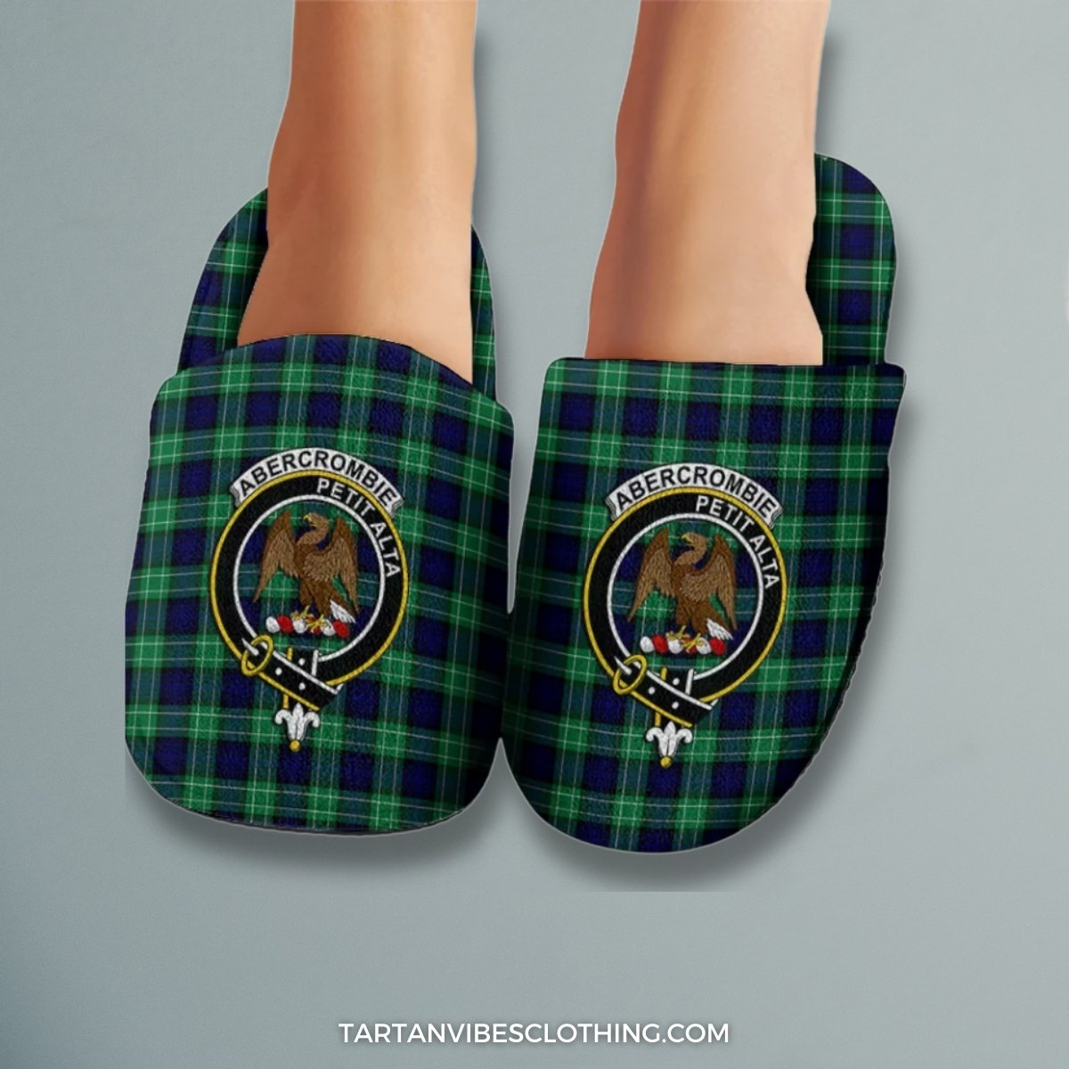 Abercrombie Tartan Home Slippers with Family Crest