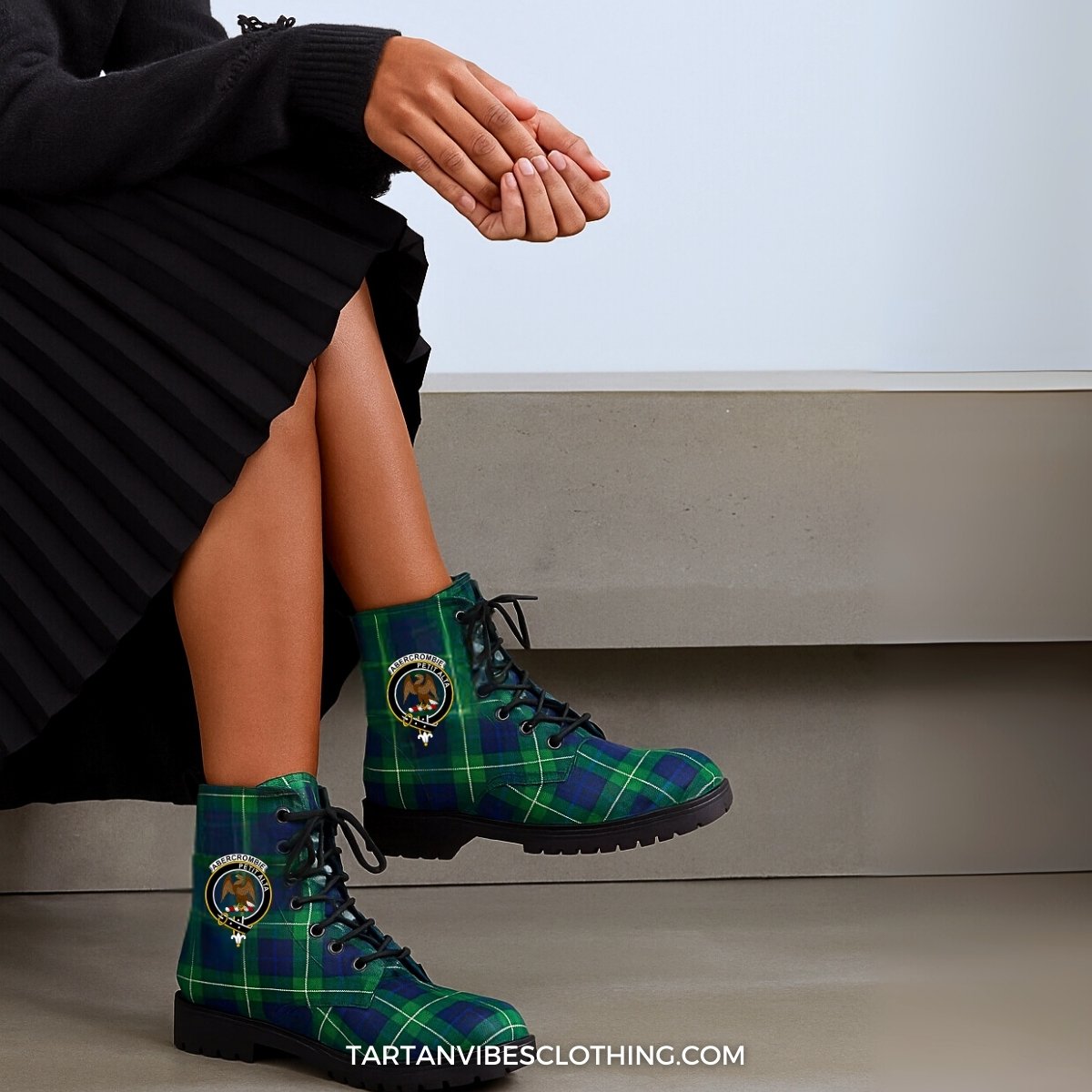 Abercrombie Tartan Leather Boots with Family Crest