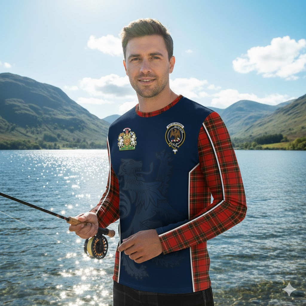 Abernethy Tartan Long Sleeve T-Shirt with Family Crest and Lion Rampant Vibes Sport Style