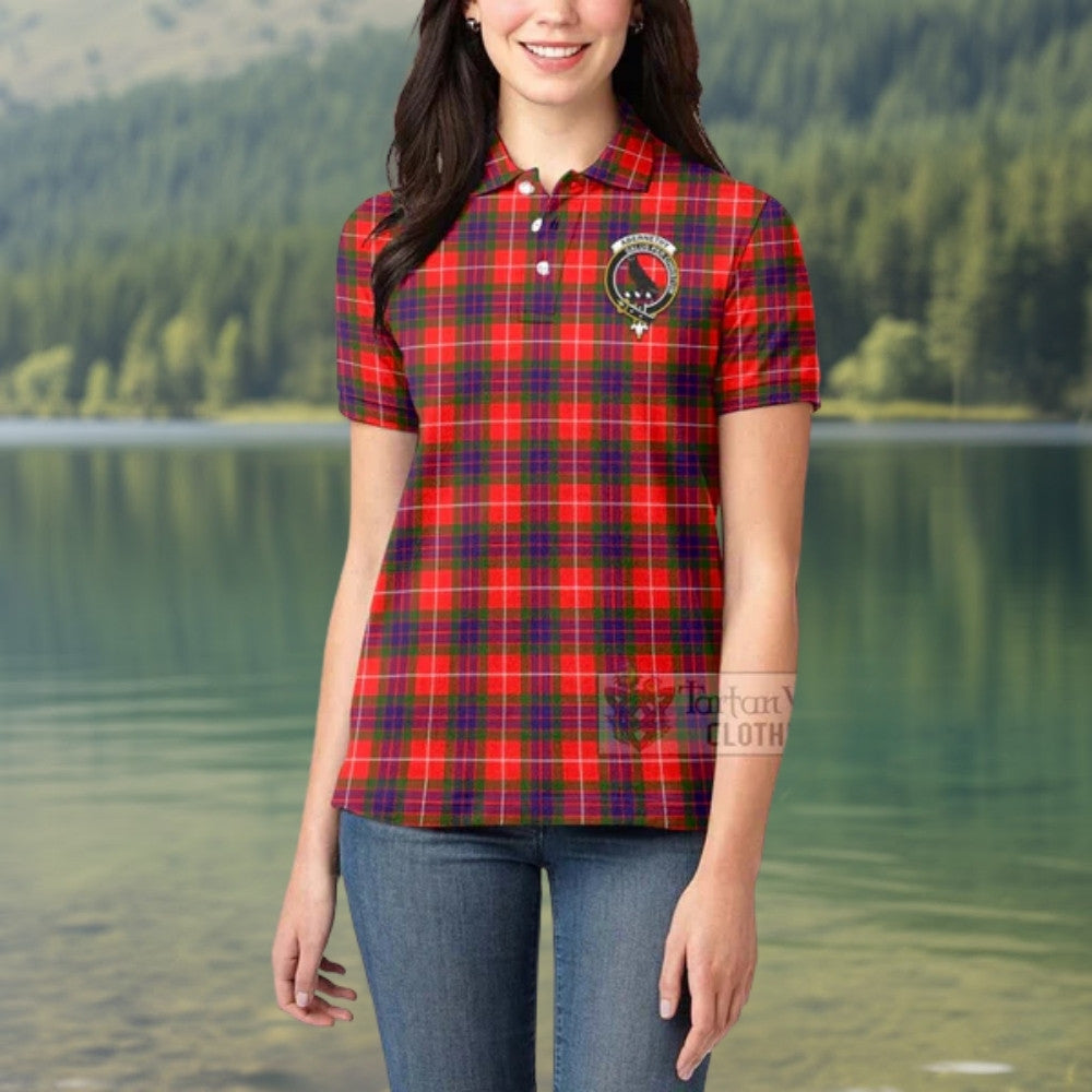 Abernethy Tartan Women's Polo Shirt with Family Crest Celtic Skull Style