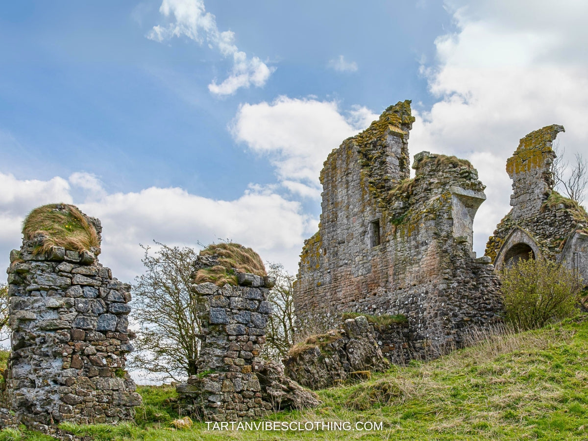Ruins of Craigie Castle with the Keep and great Hall South Ayrshire Scotland