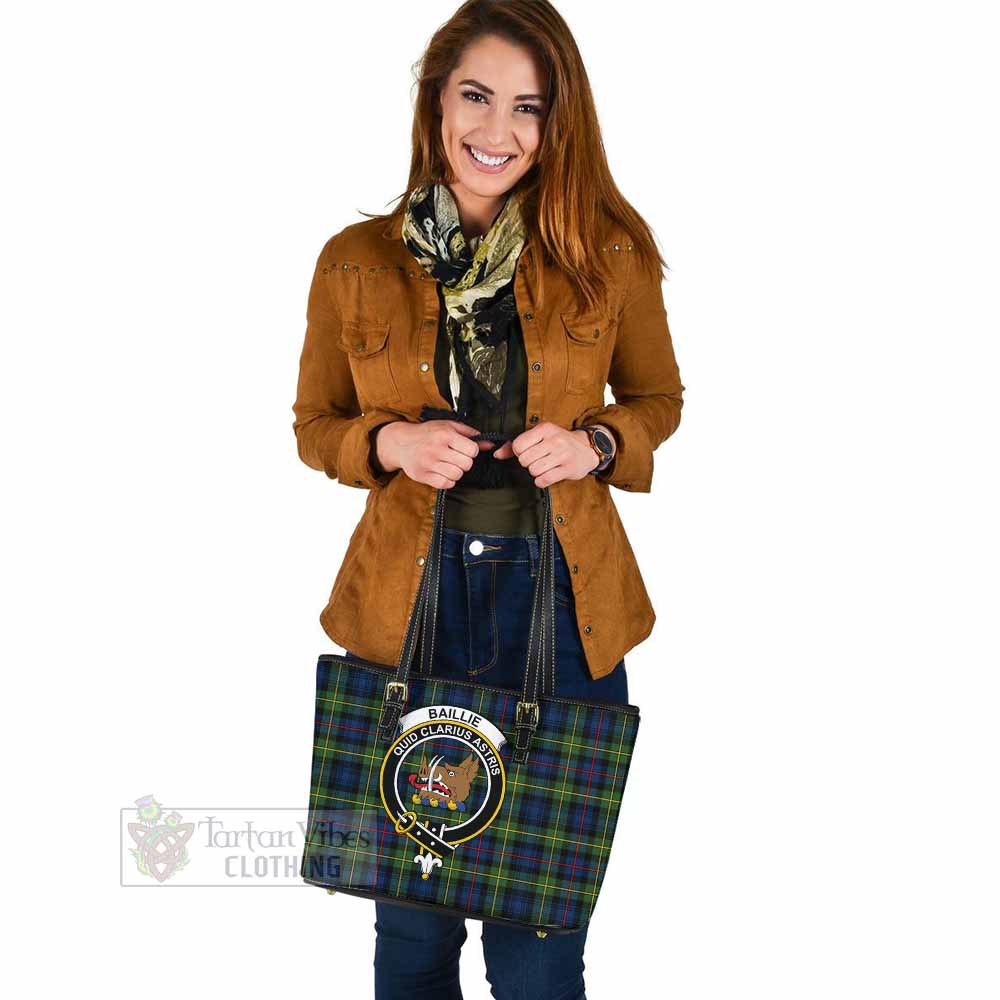 Baillie (Bailey) Tartan Leather Tote Bag with Family Crest - Tartan Vibes Clothing