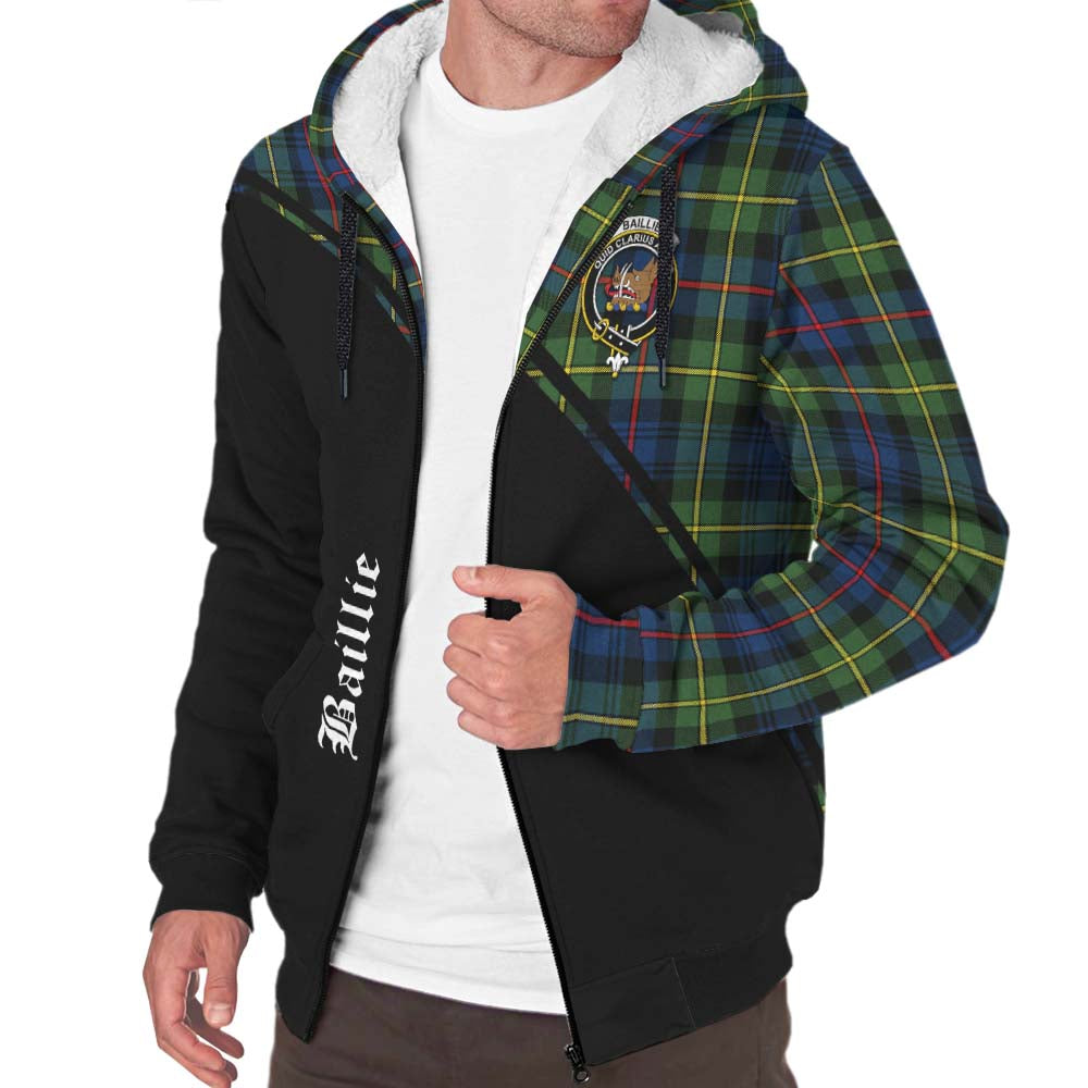 Baillie (Bailey) Tartan Sherpa Hoodie with Family Crest Curve Style Unisex - Tartan Vibes Clothing