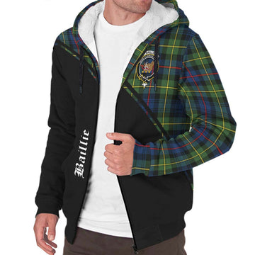 Baillie (Bailey) Tartan Sherpa Hoodie with Family Crest Curve Style Unisex - Tartan Vibes Clothing