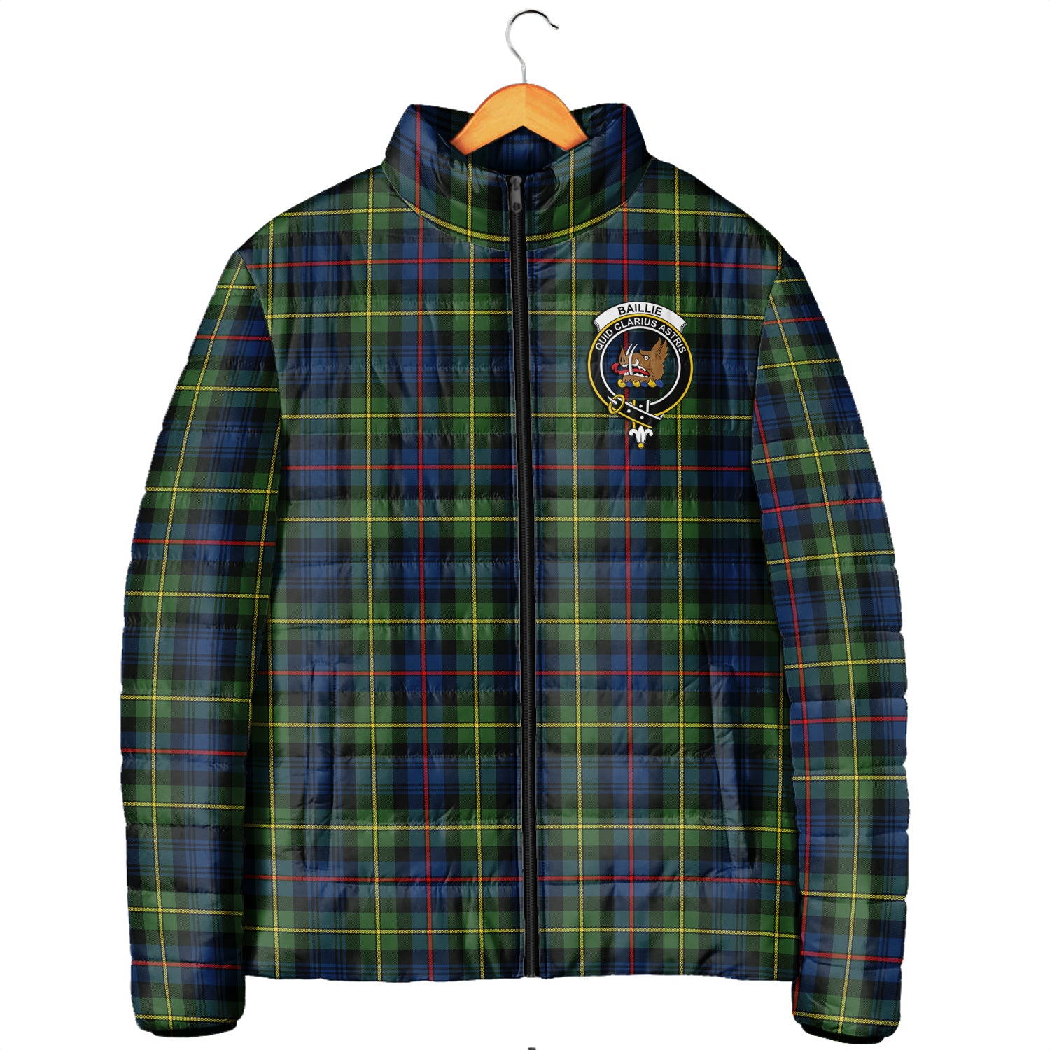 Baillie (Bailey) Tartan Padded Jacket with Family Crest Women's Padded Jacket - Tartan Vibes Clothing