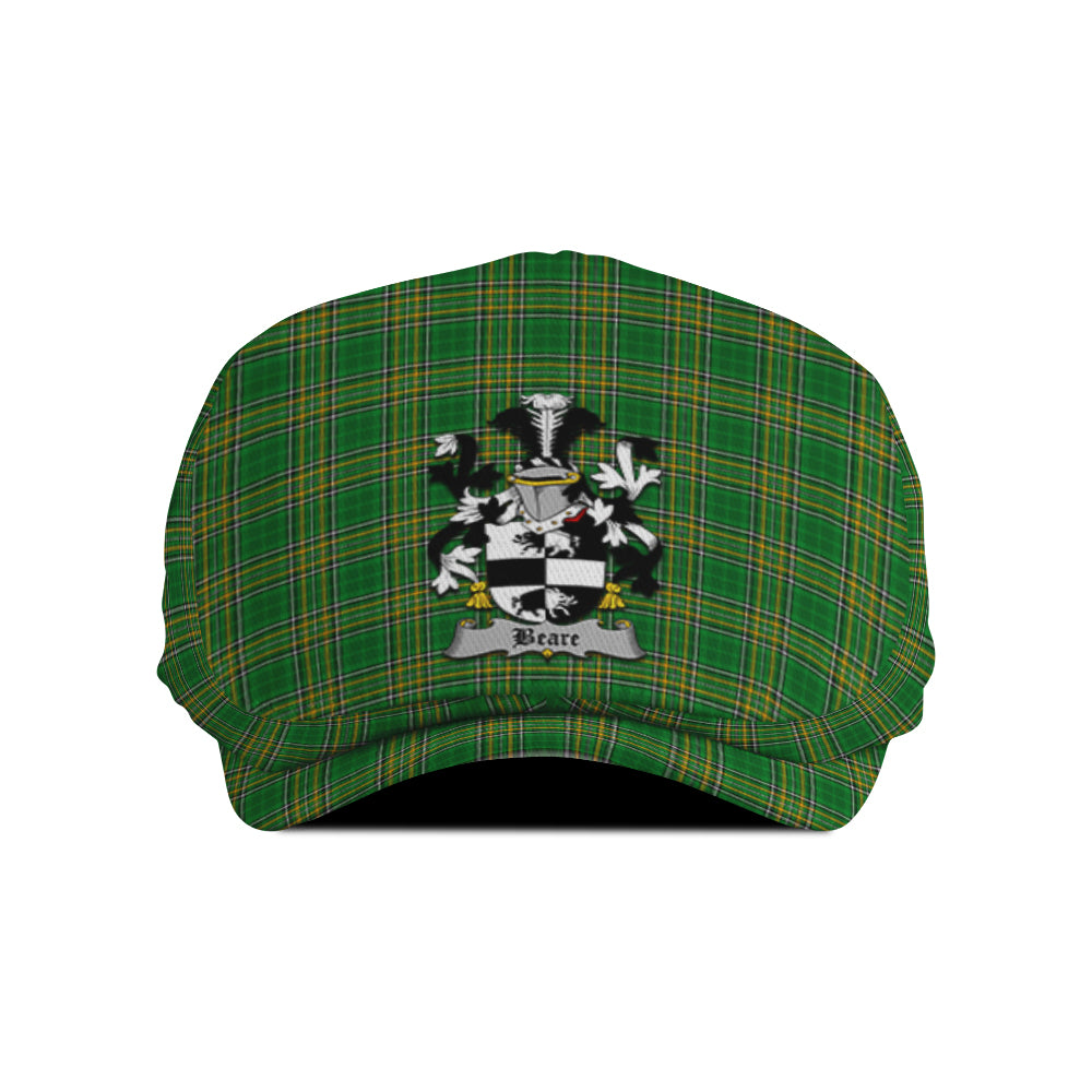 Beare Irish Clan Tartan Jeff Cap, Tartan Flat Cap with Coat of Arm Jeff Hat - Tartan Vibes Clothing