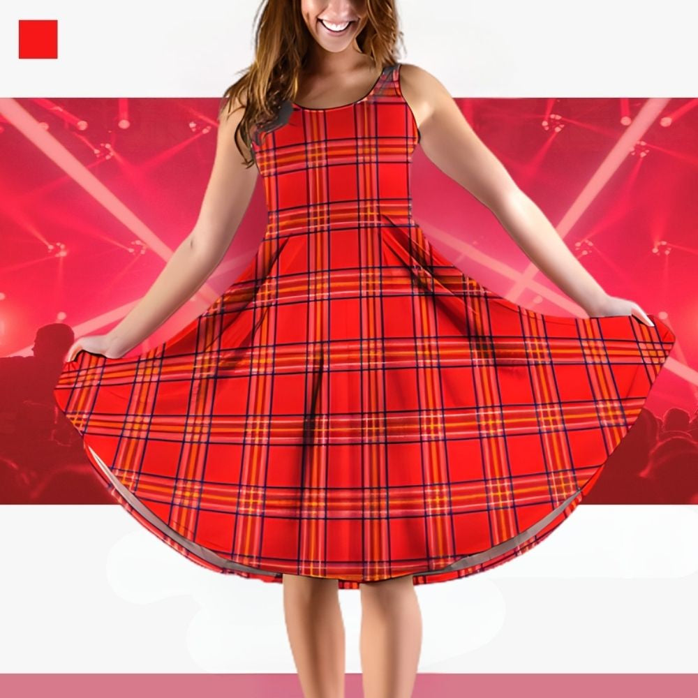 Burnett Tartan Sleeveless Midi Womens Dress