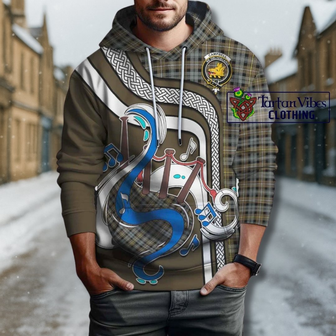 Campbell Argyll Weathered Tartan Hoodie with Epic Bagpipe