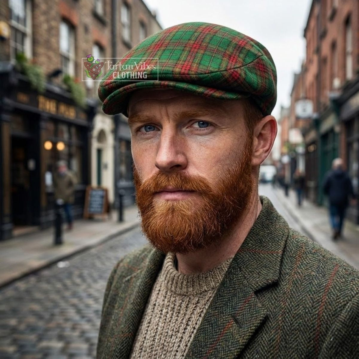Cavan County Ireland Tartan Jeff Cap, Tartan Flat Cap