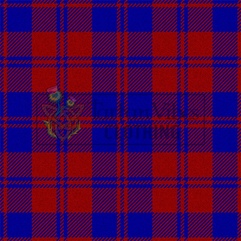 MacGregor of Glengyle tartan pattern in red and blue with clan crest.
