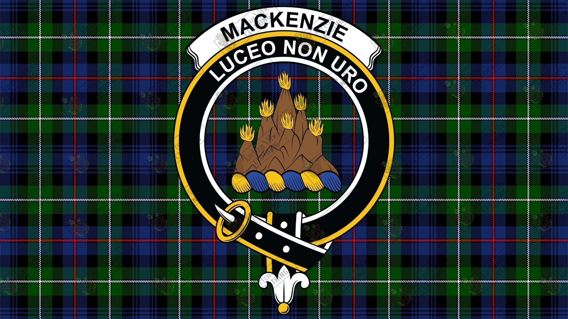 Clan Mackenzie Crest on Tartan