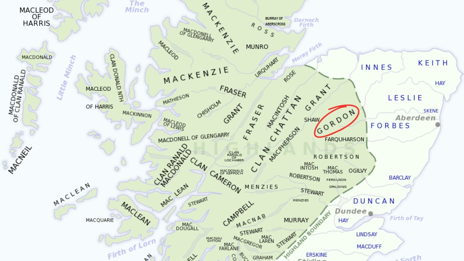 Clan map of Clan Gordon