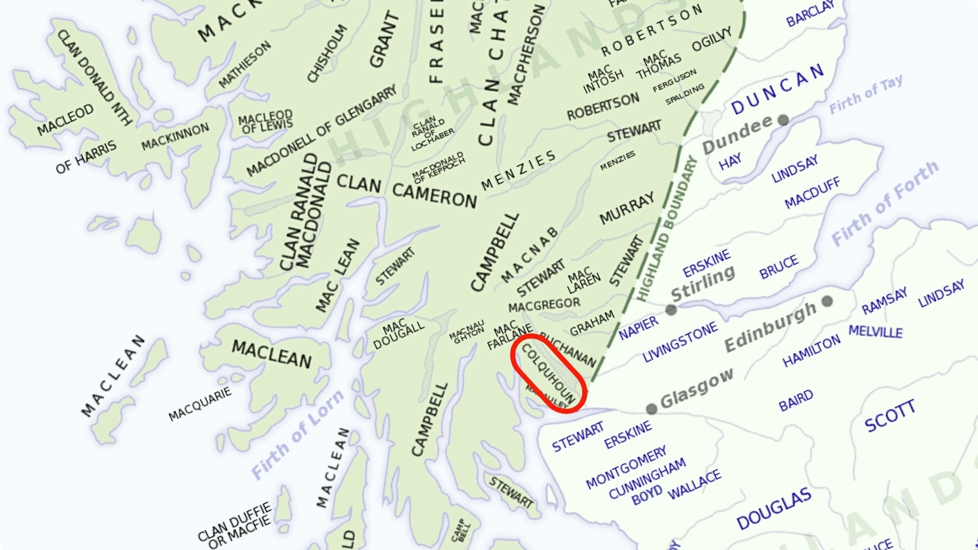Clan map of Colquhoun Clan