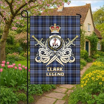 Clark (Clarke) Tartan Garden Flag with Clan Crest and the Golden Sword of Courageous Legacy