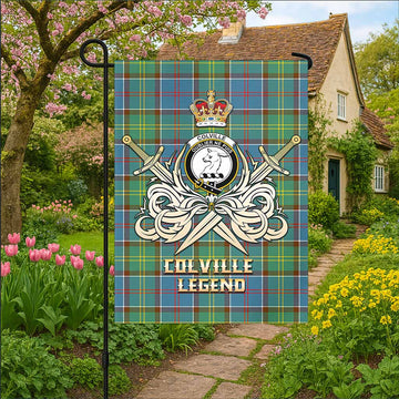 Colville Tartan Garden Flag with Clan Crest and the Golden Sword of Courageous Legacy