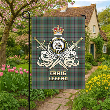 Craig Tartan Garden Flag with Clan Crest and the Golden Sword of Courageous Legacy