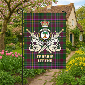 Crosbie Tartan Garden Flag with Clan Crest and the Golden Sword of Courageous Legacy