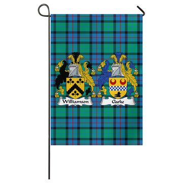 (Customer's Request) Flower Of Scotland Tartan Garden Flag with Williamson & Clarke Coat of Arms