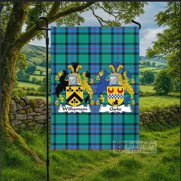(Customer's Request) Flower Of Scotland Tartan Garden Flag with Williamson & Clarke Coat of Arms