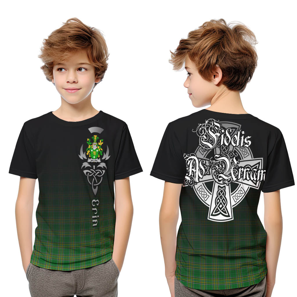 (Customer's Request) Malone Irish Clan Kid T-Shirt with Coat of Arms Erin Go Bragh Celtic Inspired Youth XL Size14 - Tartan Vibes Clothing