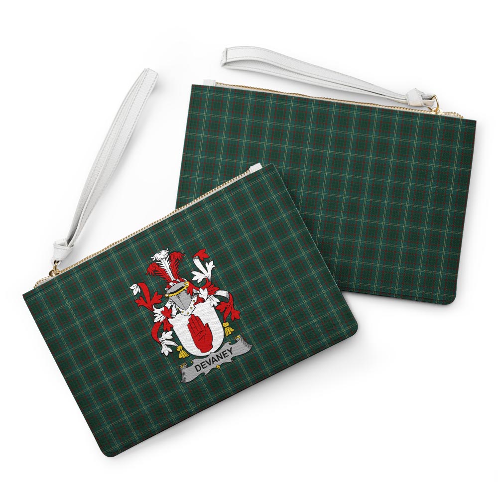 Devaney Coat of Arms & Armagh County Ireland Tartan Clutch Bag Clutch Bag One Size 9.5" x 6.6" (24 x 17 cm) - Tartan Vibes Clothing