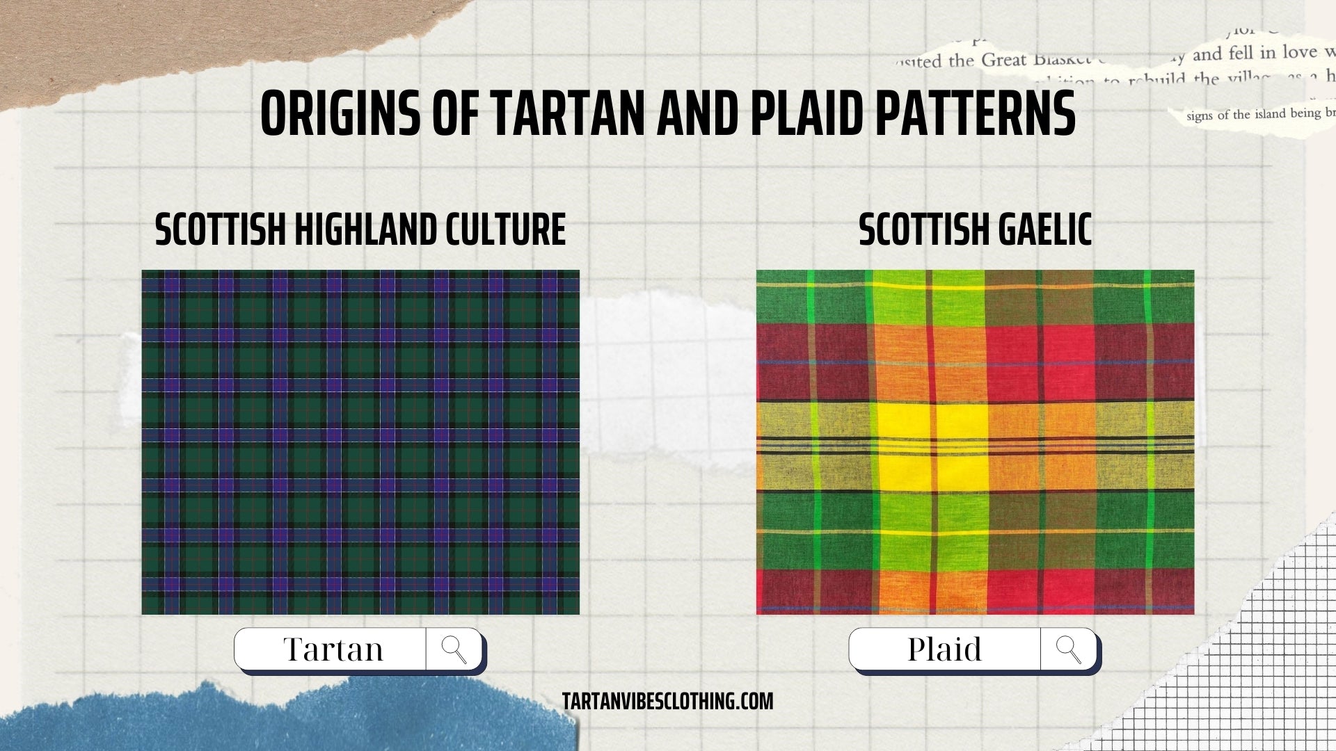 Differences in the origins and histories of tartan and plaid patterns