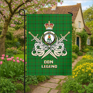 Don Tartan Garden Flag with Clan Crest and the Golden Sword of Courageous Legacy