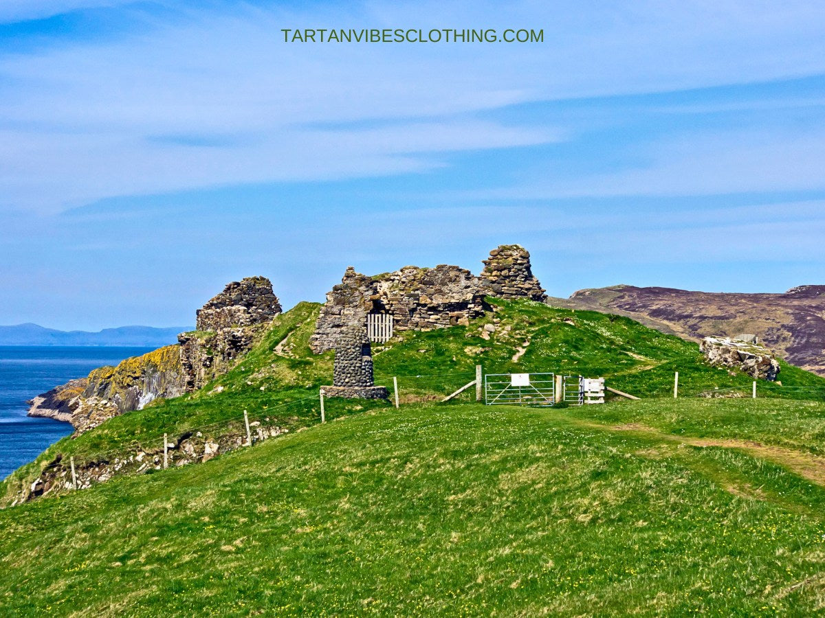 Duntulm Castle ruin at the northern part of the Trotternish peninsula in the Island of Skye in Scotland.