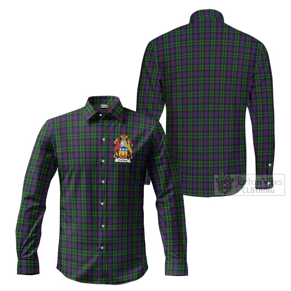 Durham Tartan Long Sleeve Button Shirt with Coat of Arms - Tartan Vibes Clothing