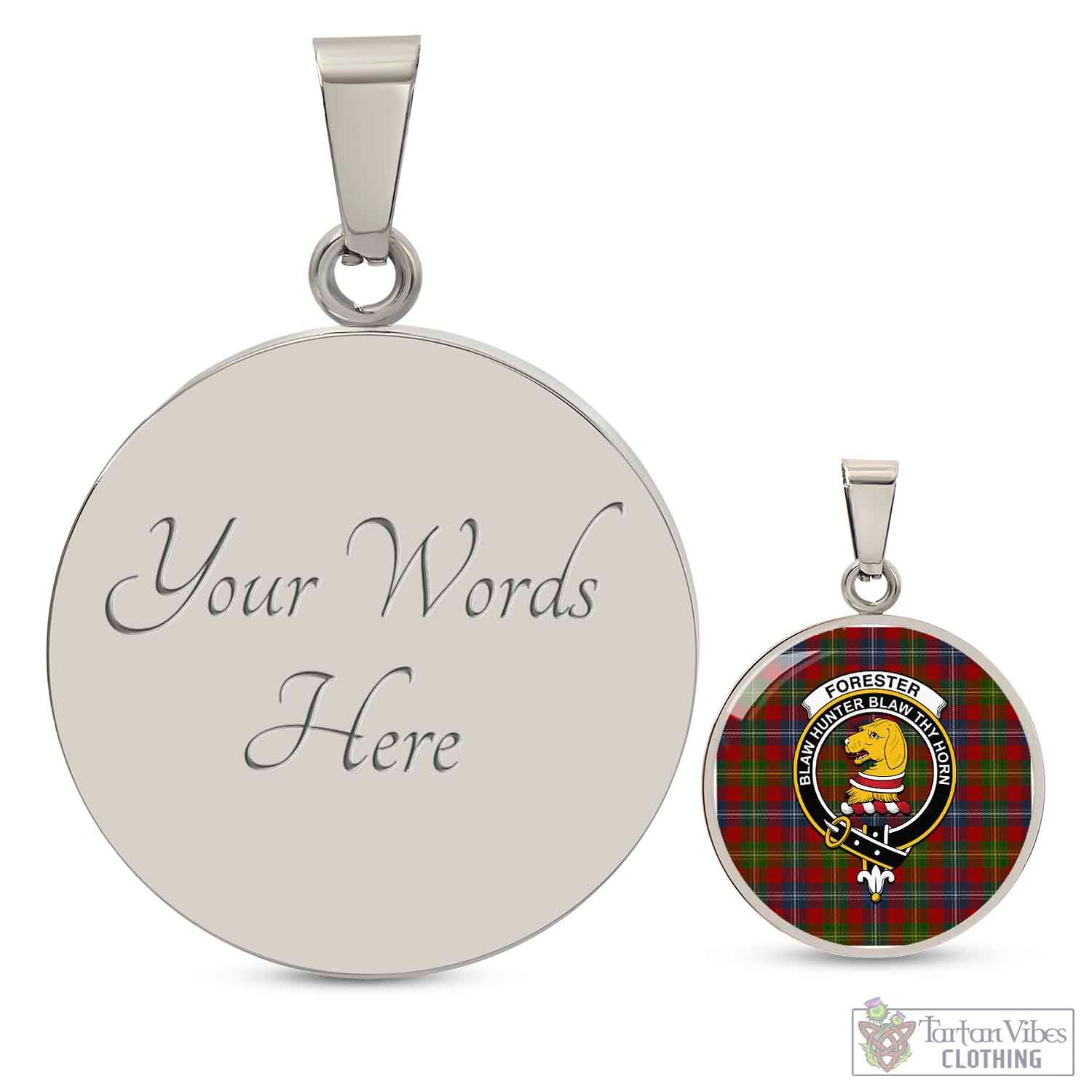 Forester Tartan Circle Necklace with Family Crest Luxury Necklace (Silver) Yes - Tartan Vibes Clothing