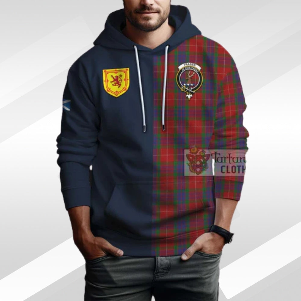 Fraser Tartan Hoodie Alba with Scottish Lion Royal Arm Half Style
